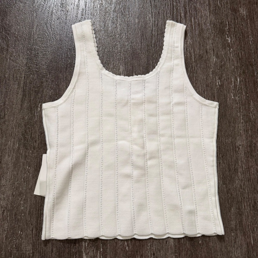 LINI White Ribbed Button Front Tank Top - Picture 5 of 5